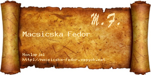 Macsicska Fedor névjegykártya